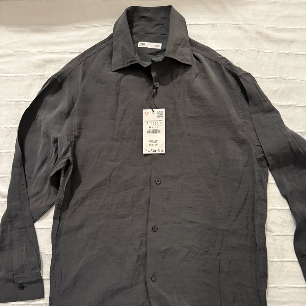 Zara Charcoal Button-Up Shirt